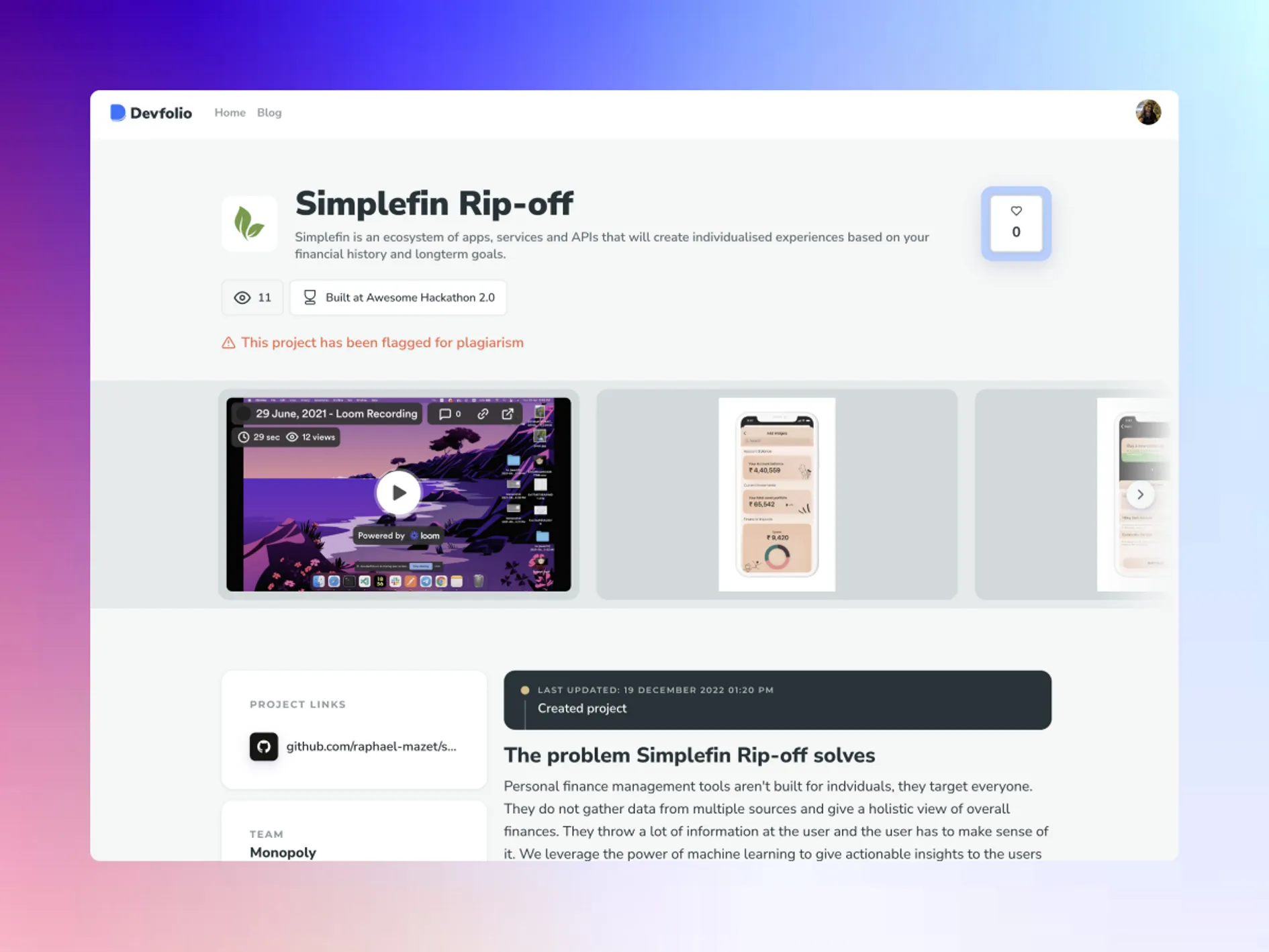 Flagged project status